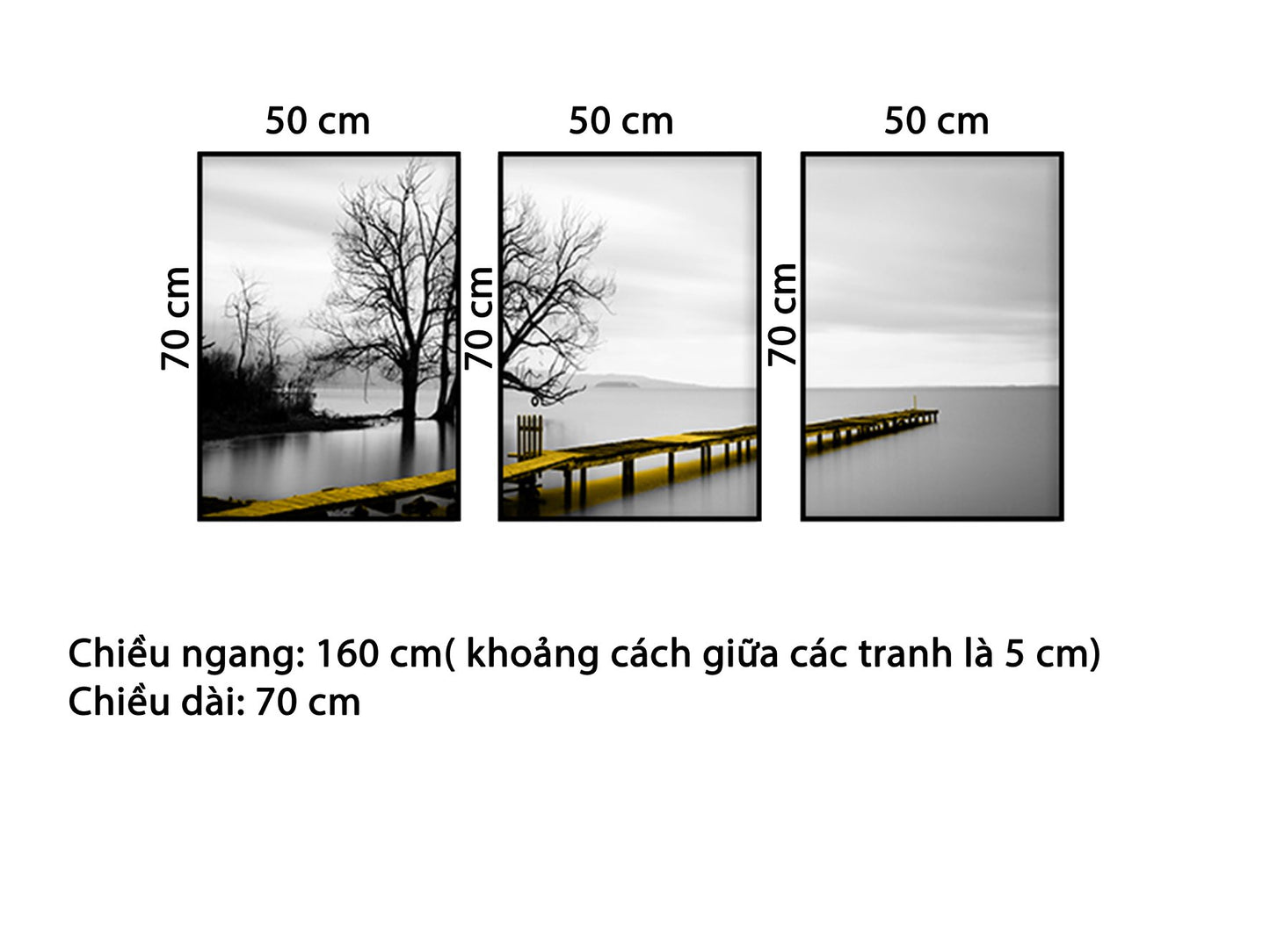 Bộ 3 Tranh Cây Cầu Giữa Hồ - HD064