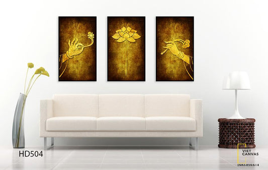 Bộ 3 Tranh Tay Hoa Sen Linh Ứng - HD504