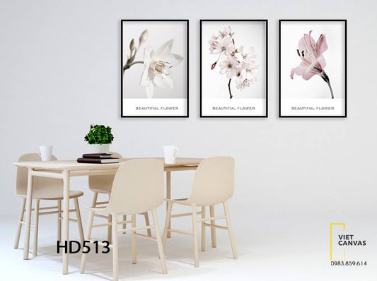 Bộ 3 Tranh Những Bông Hoa Khoe Sắc - HD513
