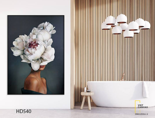 Tranh Cô Gái Và Hoa Trắng - HD540
