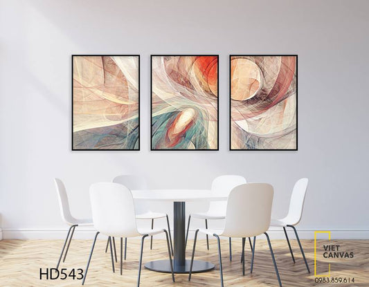 Bộ 3 Tranh Trừu Tượng Sắc Cam - HD543