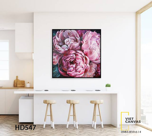 Tranh Cành Hoa Mẫu Đơn Hồng - HD547