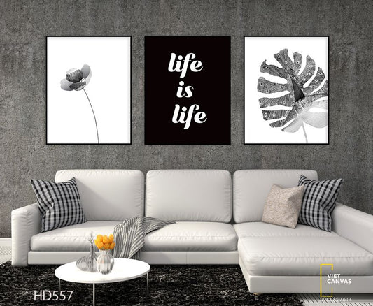 Bộ 3 Tranh Lá Cây Và Quotes - HD557