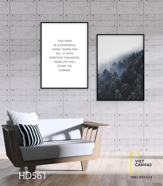 Bộ 2 Tranh Rừng Cây Sương Mù Và Quotes - HD561