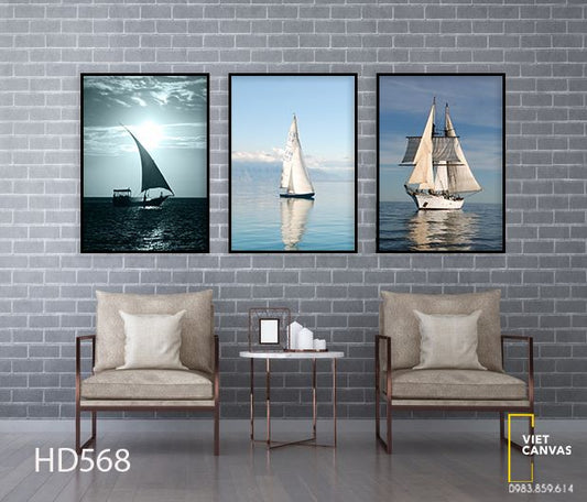 Bộ 3 Tranh Cánh Buồm Trên Biển - HD568