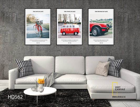 Bộ 3 Tranh Những Chiếc Xe Đỏ - HD562