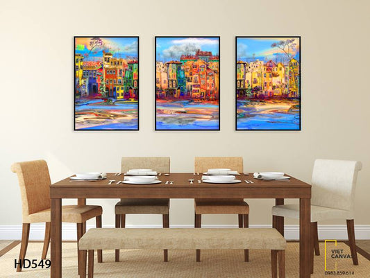 Bộ 3 Tranh Nét Vẽ Thành Phố Phồn Hoa - HD549