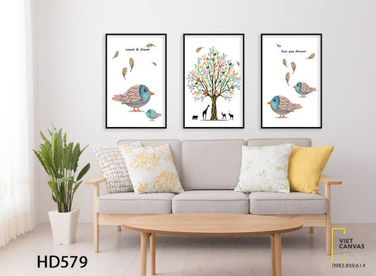 Bộ 3 Tranh Cây Và Những Chú Chim - HD579