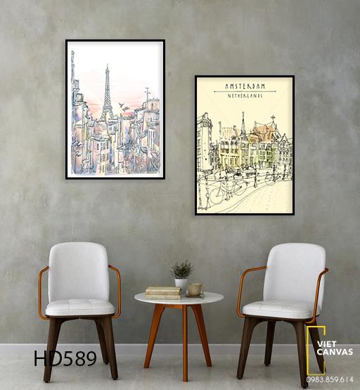 Bộ 2 Tranh Thành Phố Cổ Điển - HD589