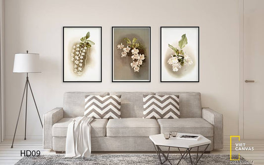 Bộ 3 Tranh Phong Lan Trên Cây Gỗ - HD09