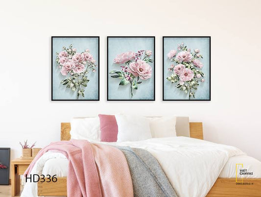 Bộ 3 Tranh Những Bông Hoa Xinh Xắn - HD336
