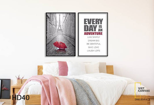 Bộ 2 Tranh Tháp Eiffel Và Quotes - HD040