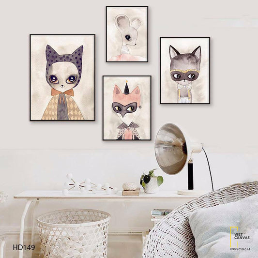 Bộ 4 Tranh Những Chú Cáo - HD149