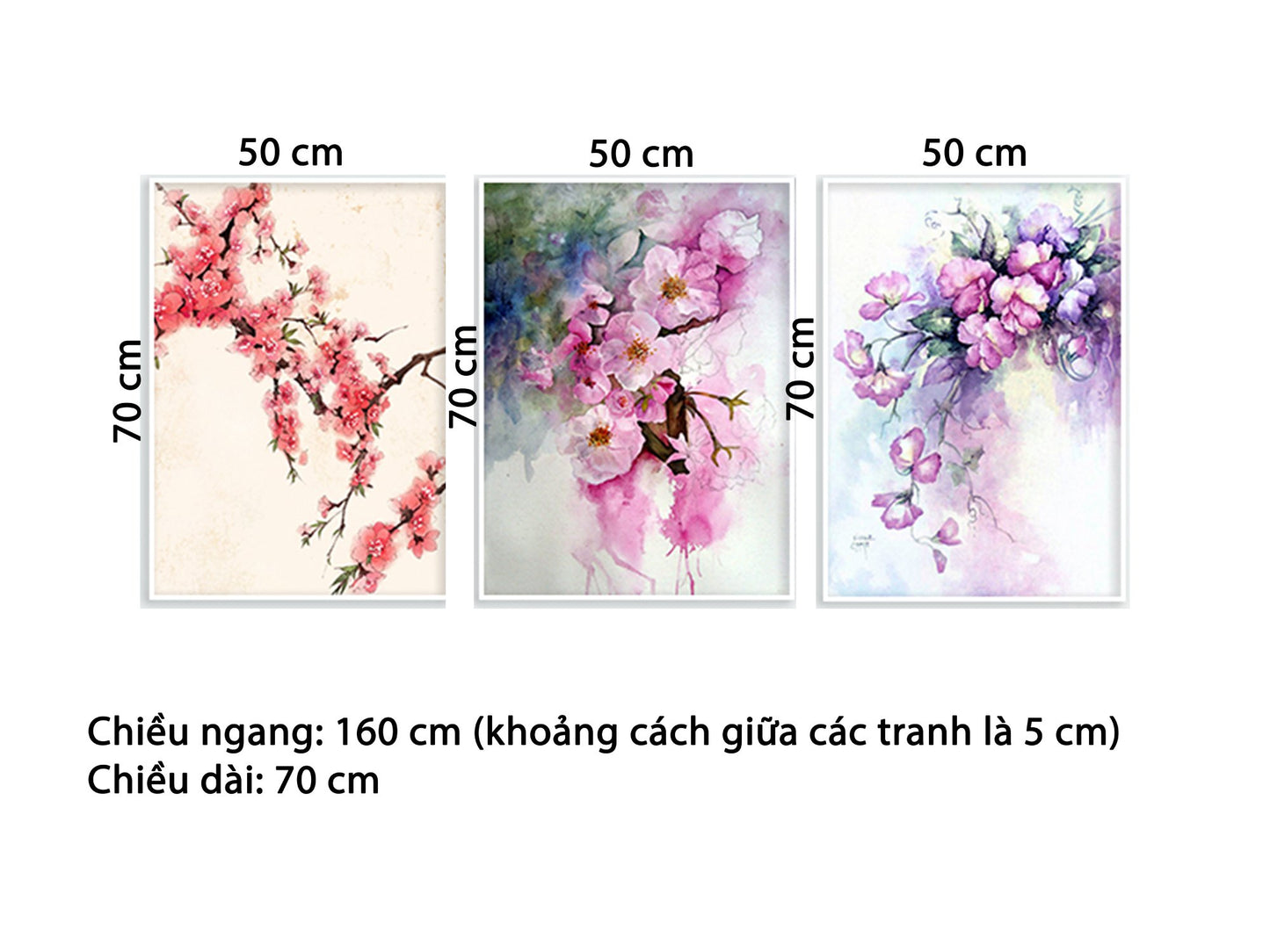 Bộ 3 Tranh Hoa Trong Sương Sớm - HD668