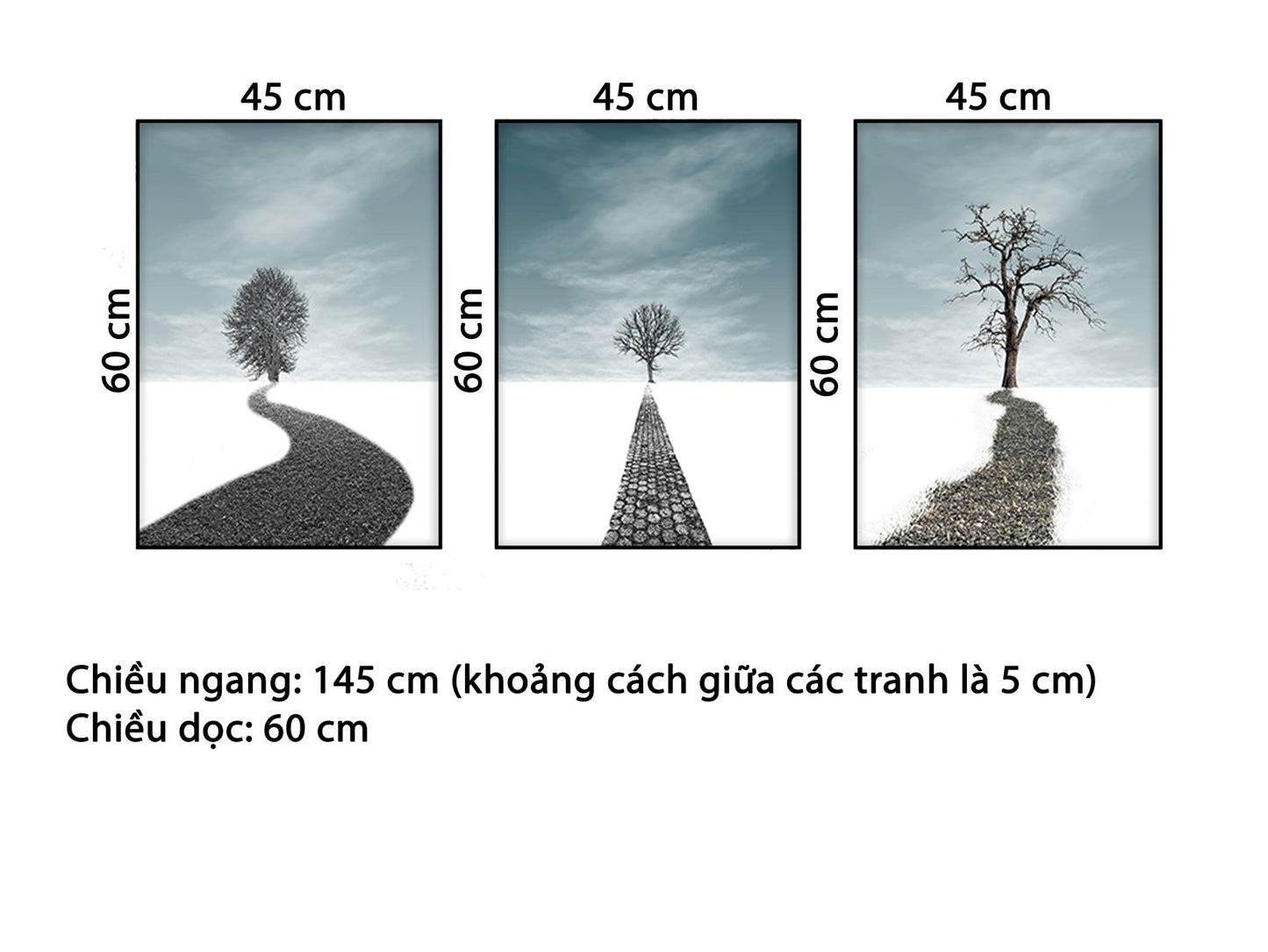 Bộ 3 Tranh Cây Giữa Rừng Tuyết - HD677