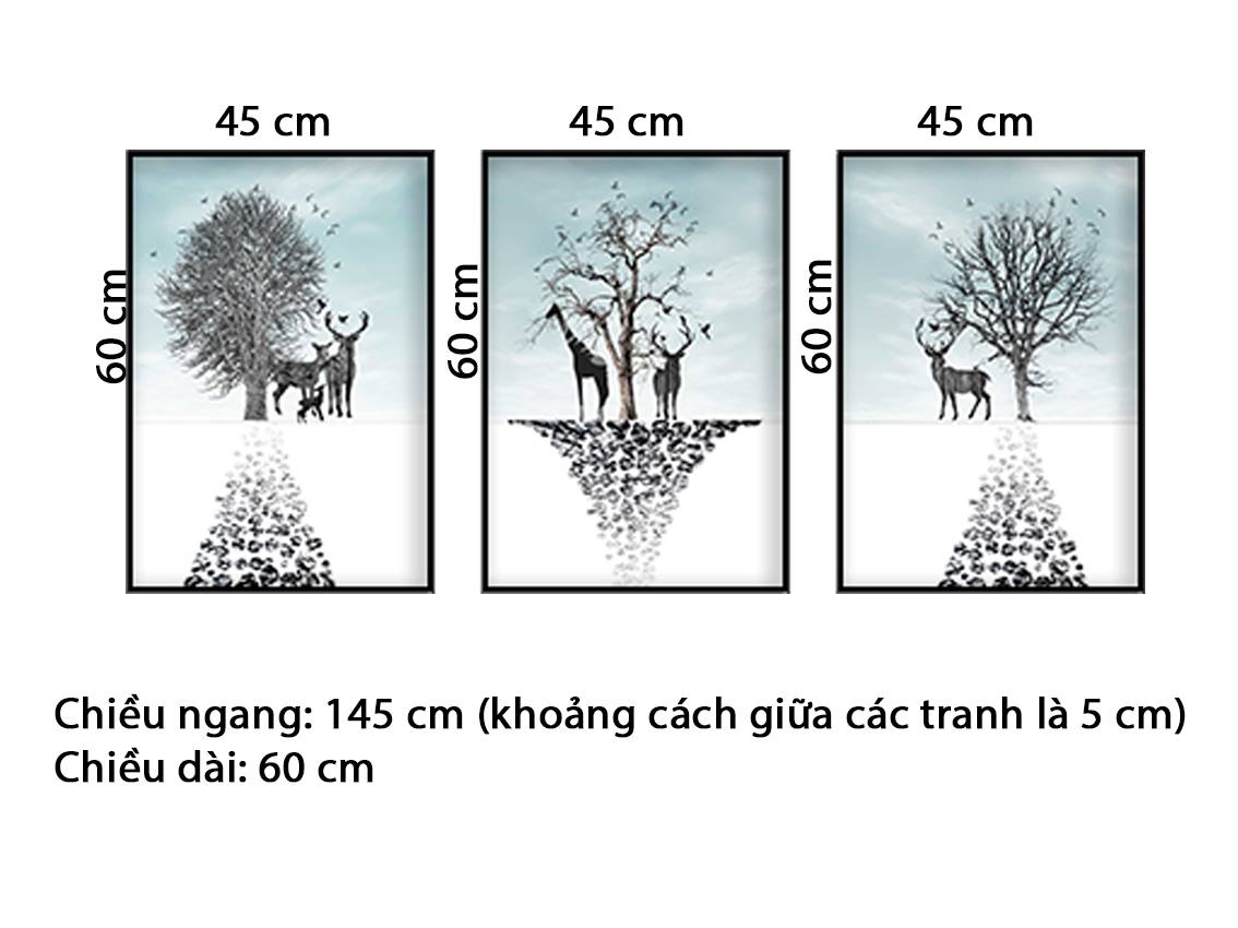 Bộ 3 Tranh Hươu Và Cây - HD735