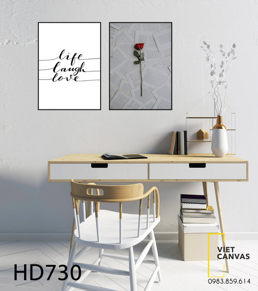 Bộ 2 Tranh Cành Hoa Hồng Và Quotes - HD730