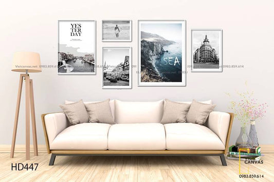 Bộ 5 Tranh Biển Cả, Khu Phố Và Dòng Sông - HD447