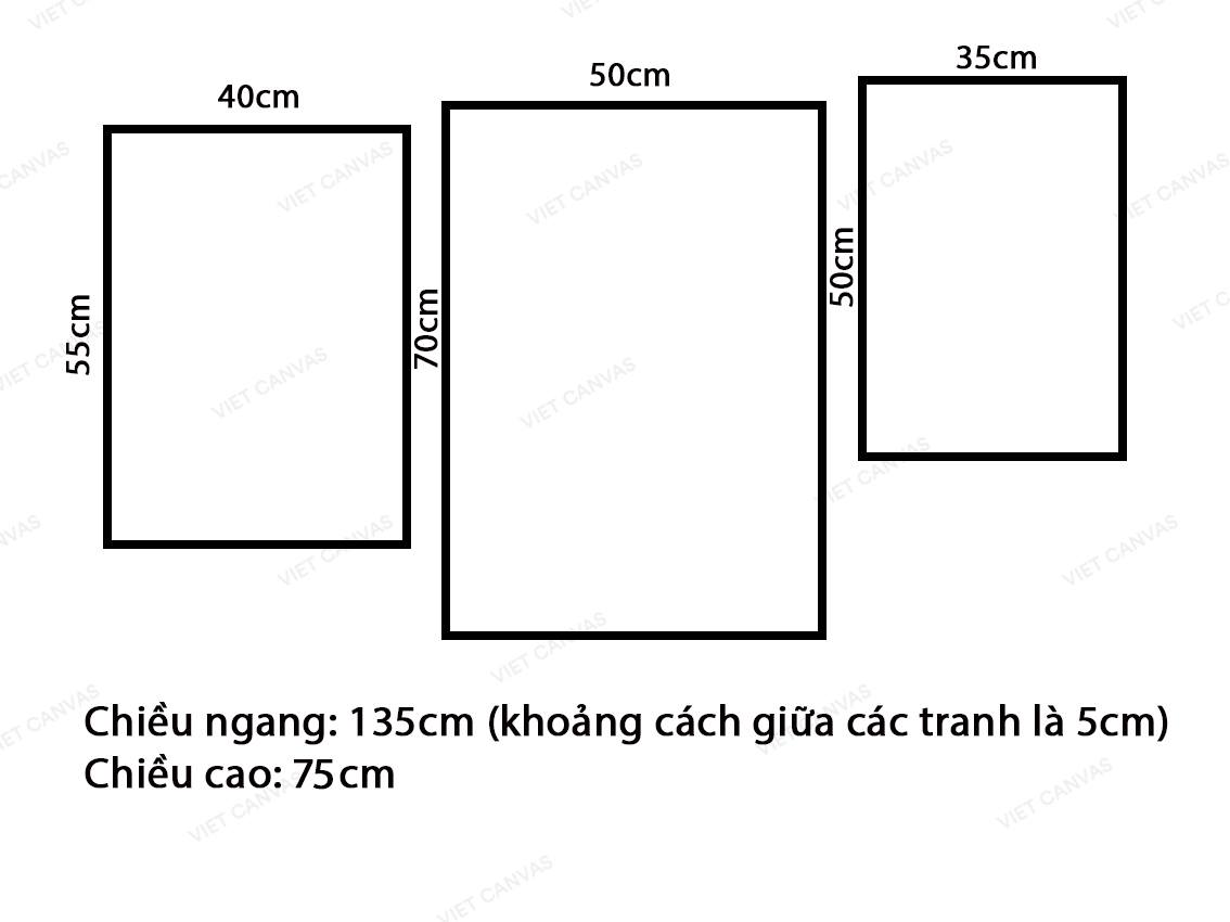 Bộ 3 Tranh Biển Và Bóng Bay - VT166.2