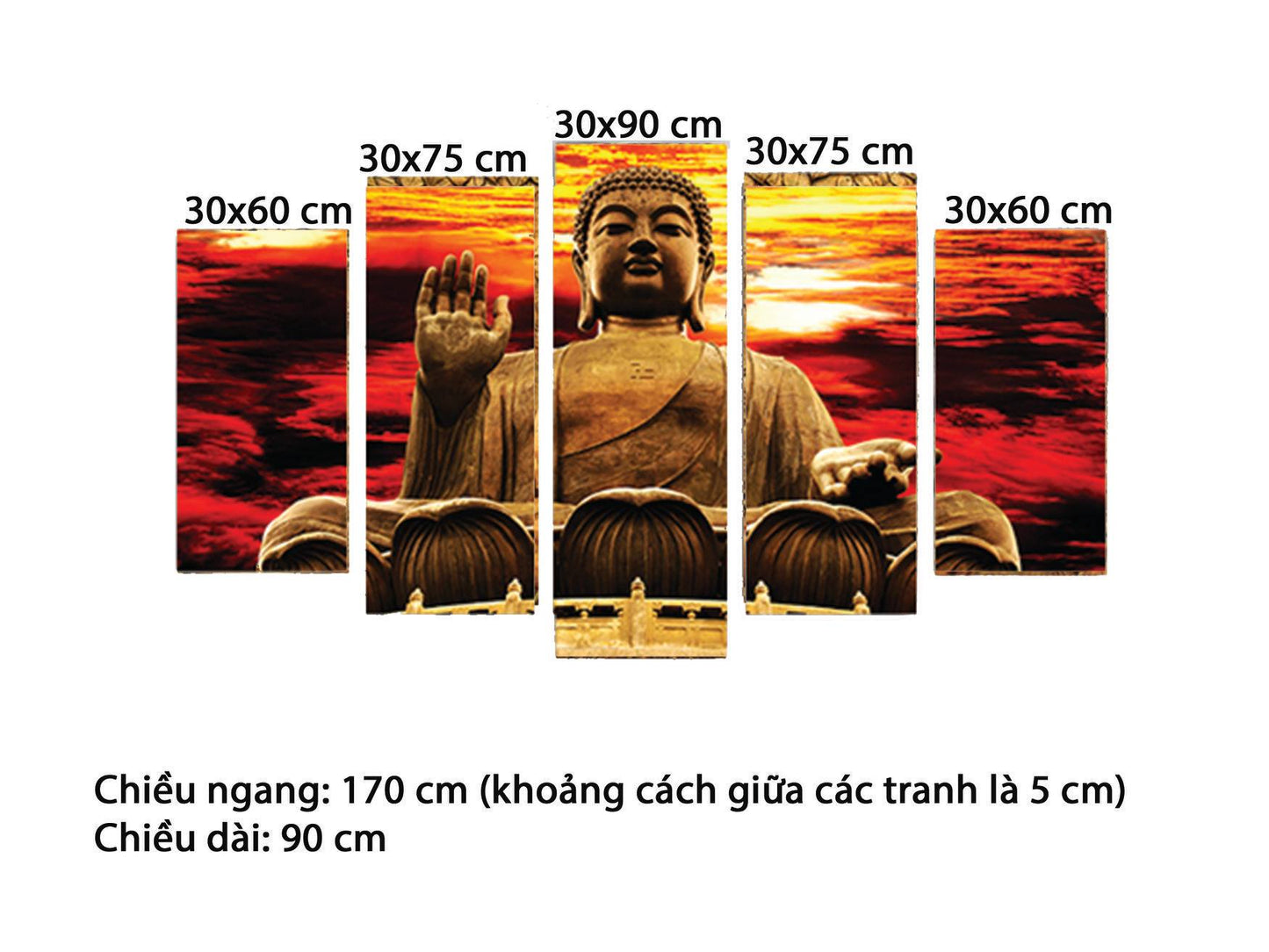 Bộ 5 Tranh Đức Phật Từ Bi - HD866