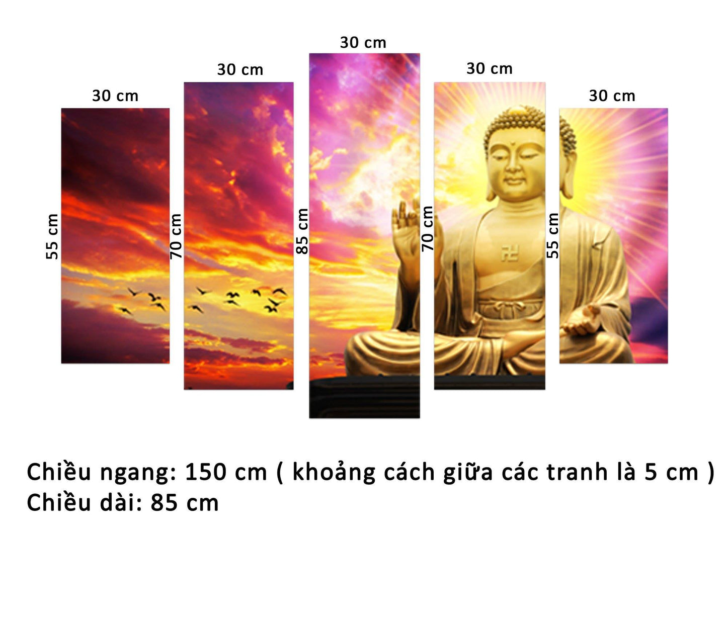 Bộ 5 Tranh Phật Thích Ca - HD905
