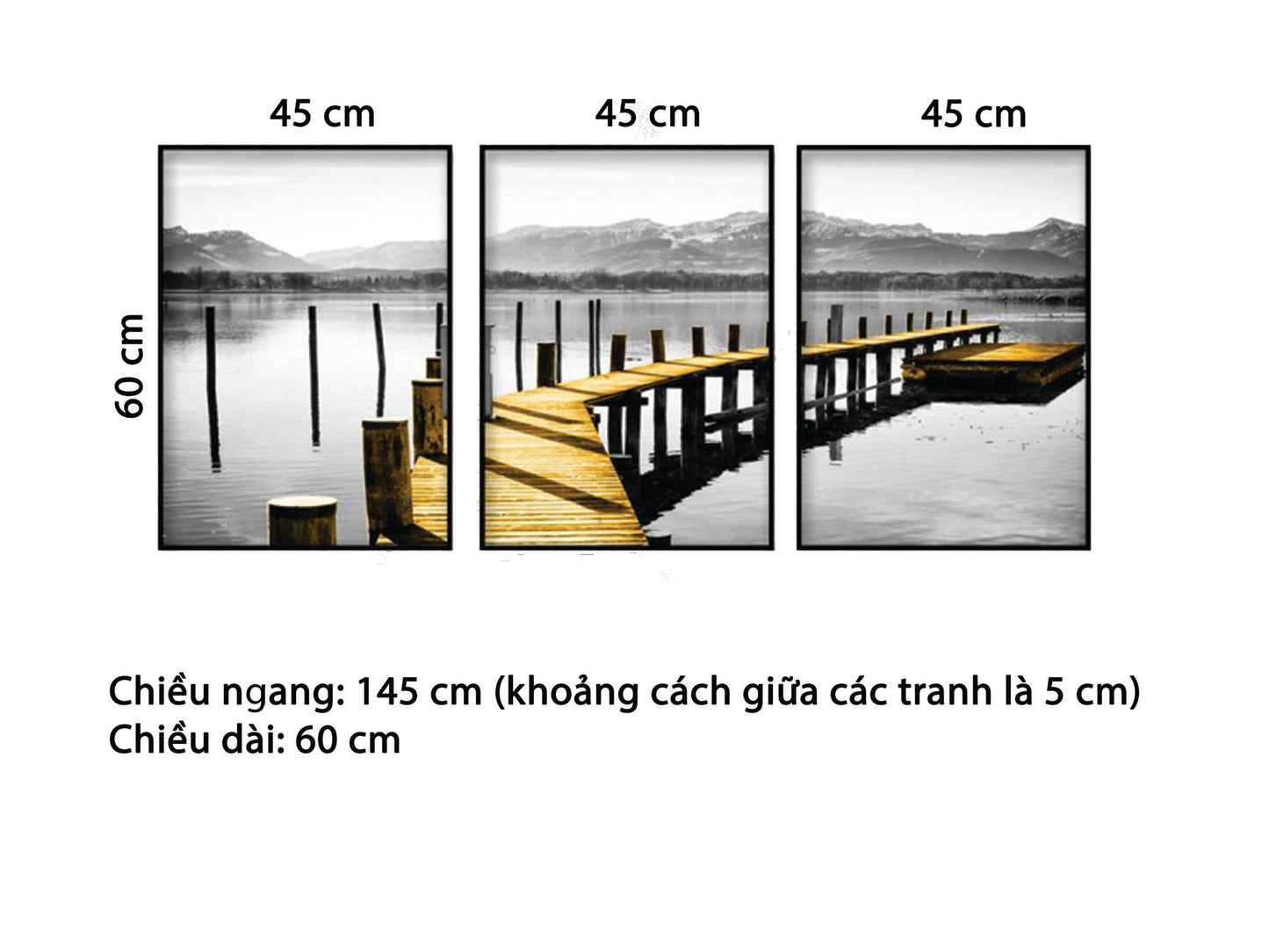 Bộ 3 Tranh Cây Cầu Vàng - HD946