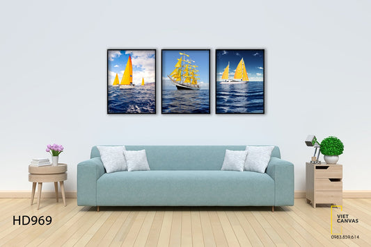 Bộ 3 Tranh Thuyền Và Biển - HD969