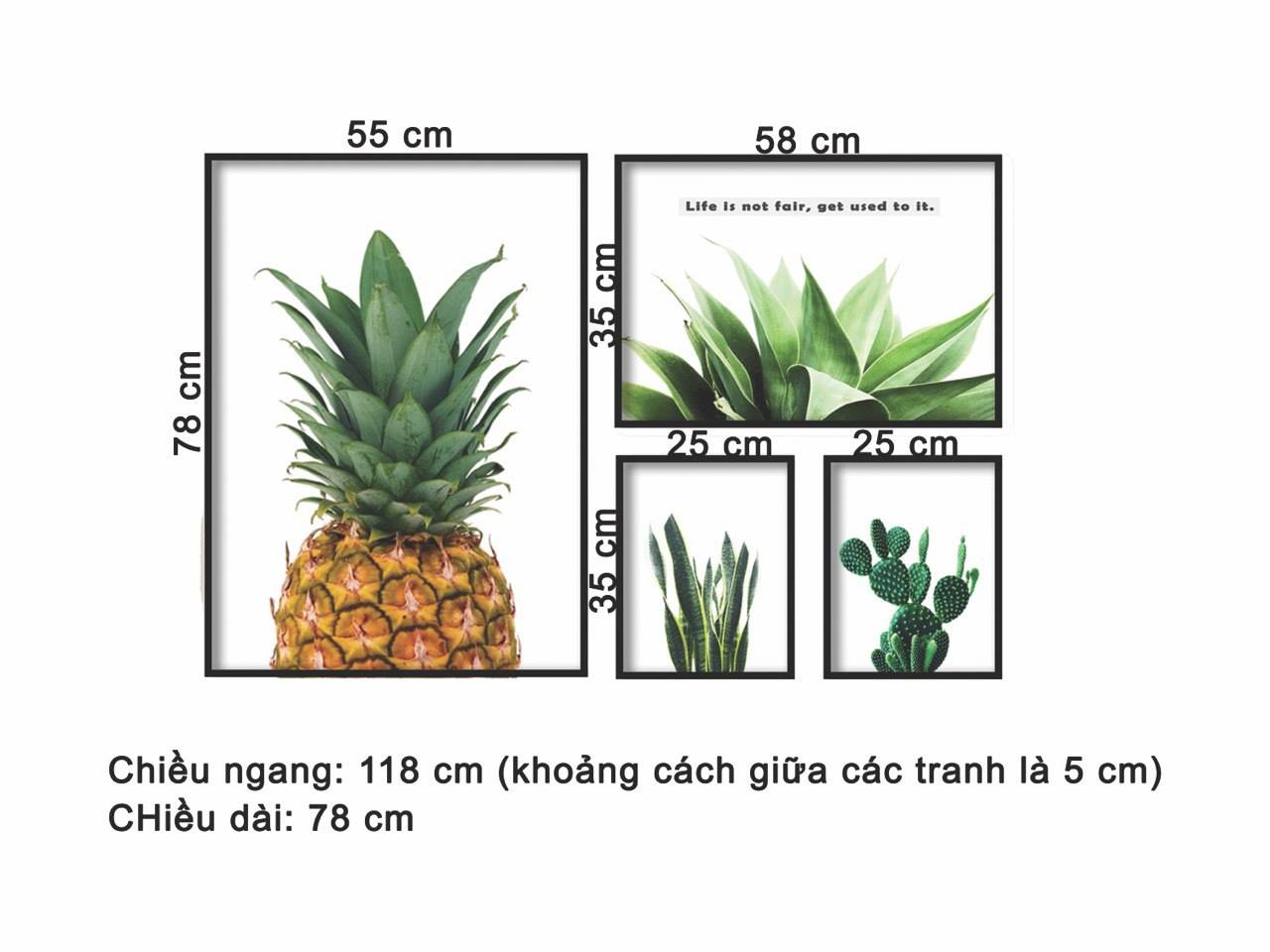 Bộ 4 Tranh Pineapple - NT324