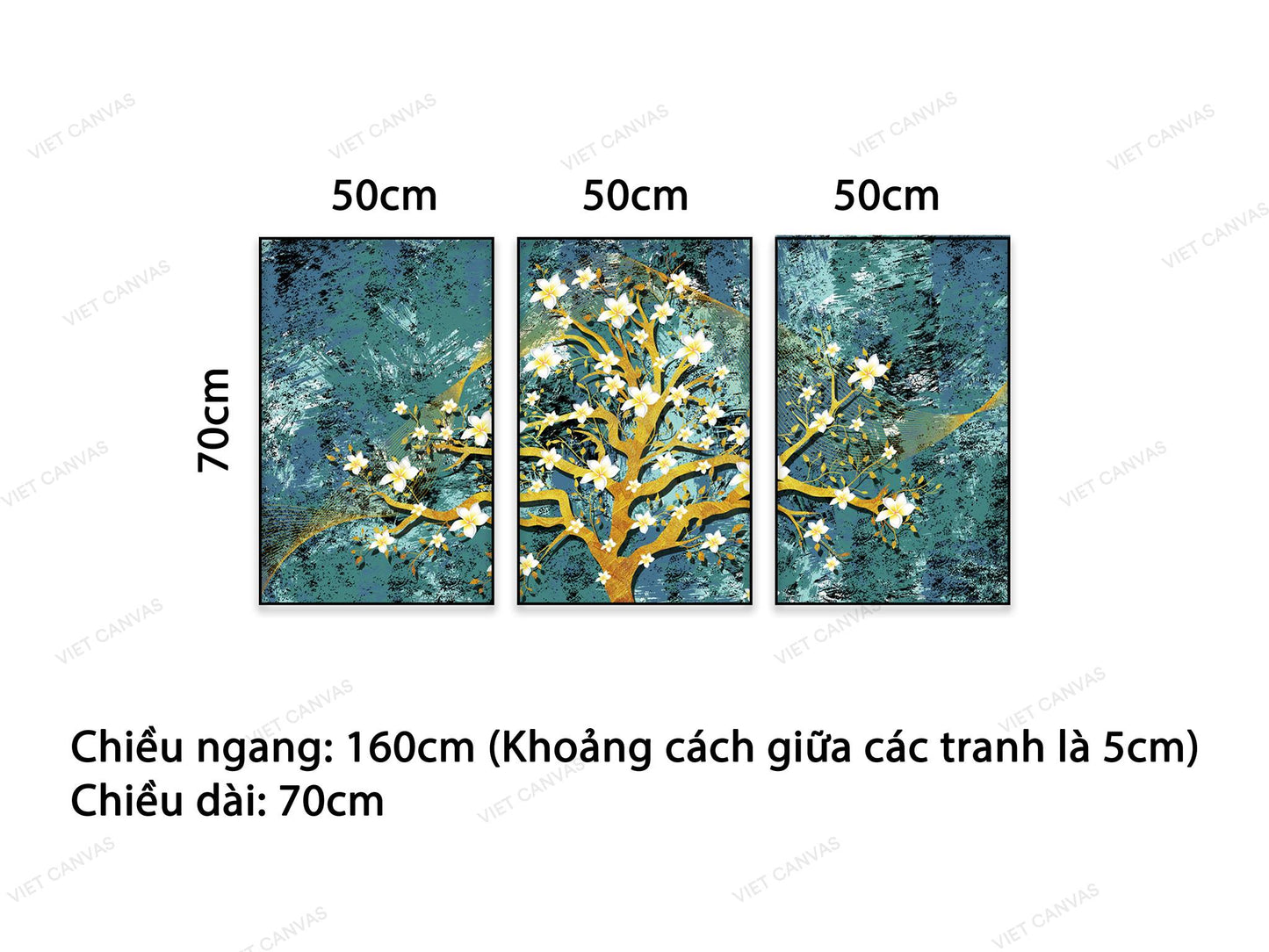 Bộ 3 Tranh Cây Hoa Trắng - NT523