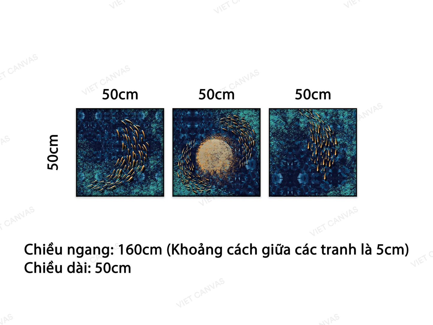 Bộ 3 Tranh Đàn Cá Bên Ánh Trăng - NT868