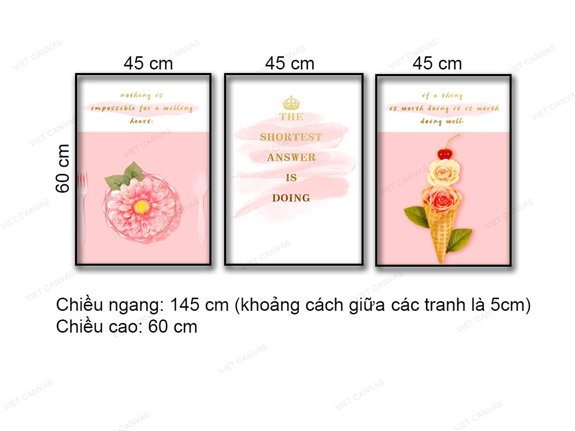 Bộ 3 Tranh Hoa Lá Và Quotes - NT955