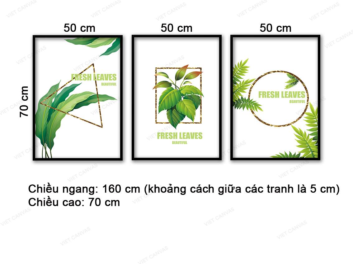 Bộ 3 Tranh Lá Cây Xanh Mát - NT922