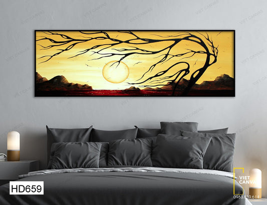 Tranh Bình Minh Sau Cành Cây - HD659