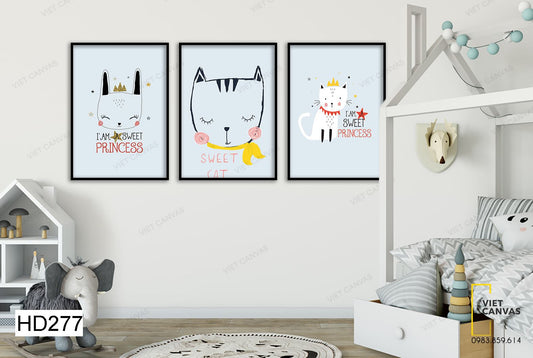 Bộ 3 Tranh Sweet Cat - HD277