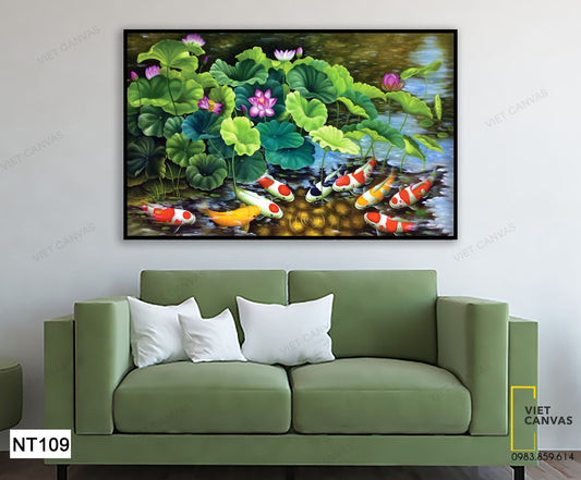 Tranh Cửu Ngư Trong Ao Sen - NT109