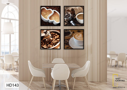 Bộ 4 Tranh Canvas Cà Phê Espresso - HD143
