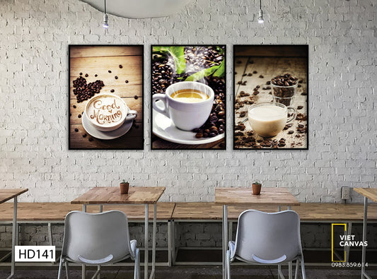 Bộ 3 Tranh Chào Buổi Sáng Cùng Cà Phê - HD141