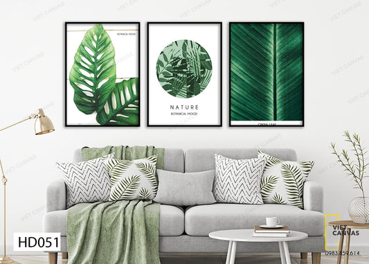 Bộ 3 Tranh Lá Cây Xanh - HD051