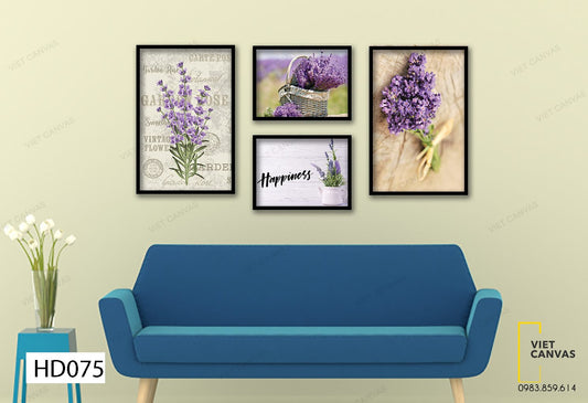 Bộ 4 Tranh Hoa Tím Và Quotes - HD075