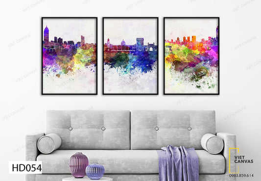 Bộ 3 Tranh Màu Sắc Thành Phố Hiện Đại - HD054