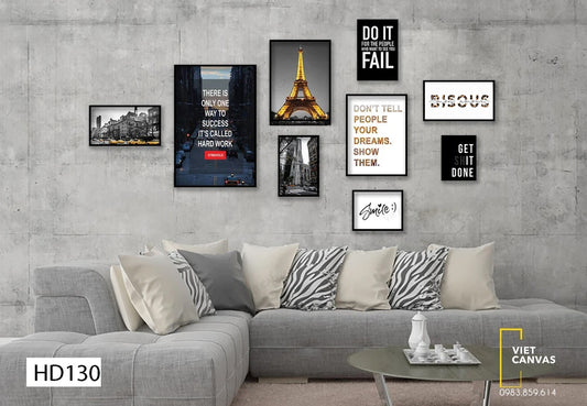 Bộ 9 Tranh Thành Phố Paris Và Quotes - HD130