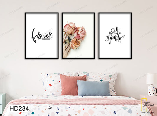 Bộ 3 Tranh Hoa Hồng Và Quotes - HD234