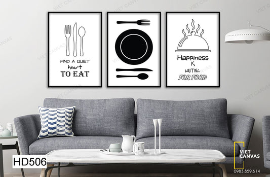 Bộ 3 Tranh Dụng Cụ Trên Bàn Ăn - HD506