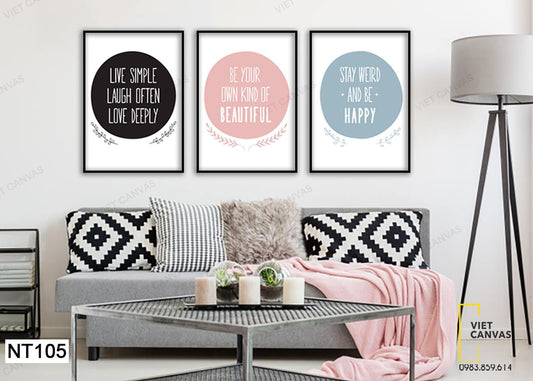 Bộ 3 Tranh Quotes Đơn Giản - NT105