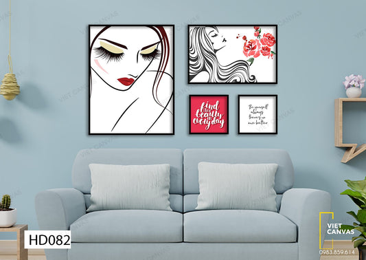 Bộ 4 Tranh Cô Gái Và Quotes - HD082