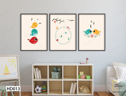 Bộ 3 Tranh Những Chú Chim Hạnh Phúc - HD013