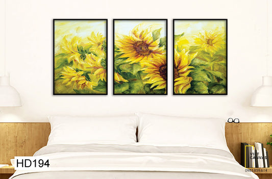 Bộ 3 Tranh Hoa Hướng Dương Tắm Nắng - HD194