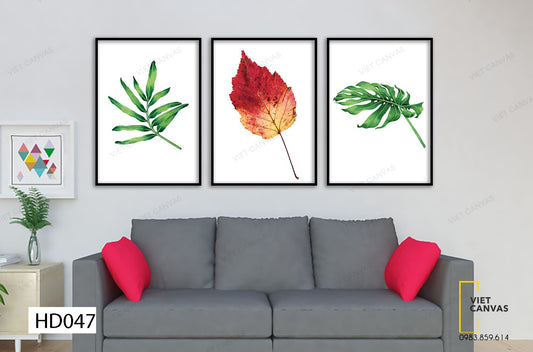 Bộ 3 Tranh Lá Cây Đơn Giản - HD047