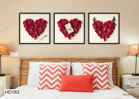 Bộ 3 Tranh Trái Tim Tình Yêu - HD183