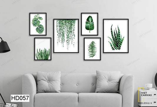 Bộ 6 Tranh Lá Cây Xanh - HD057